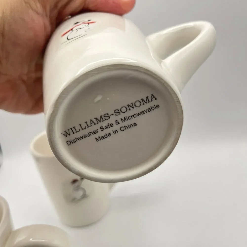 Coffee Mugs Christmas Winter Williams Sonoma Snowman Hot Cocoa Mugs Set of 3
